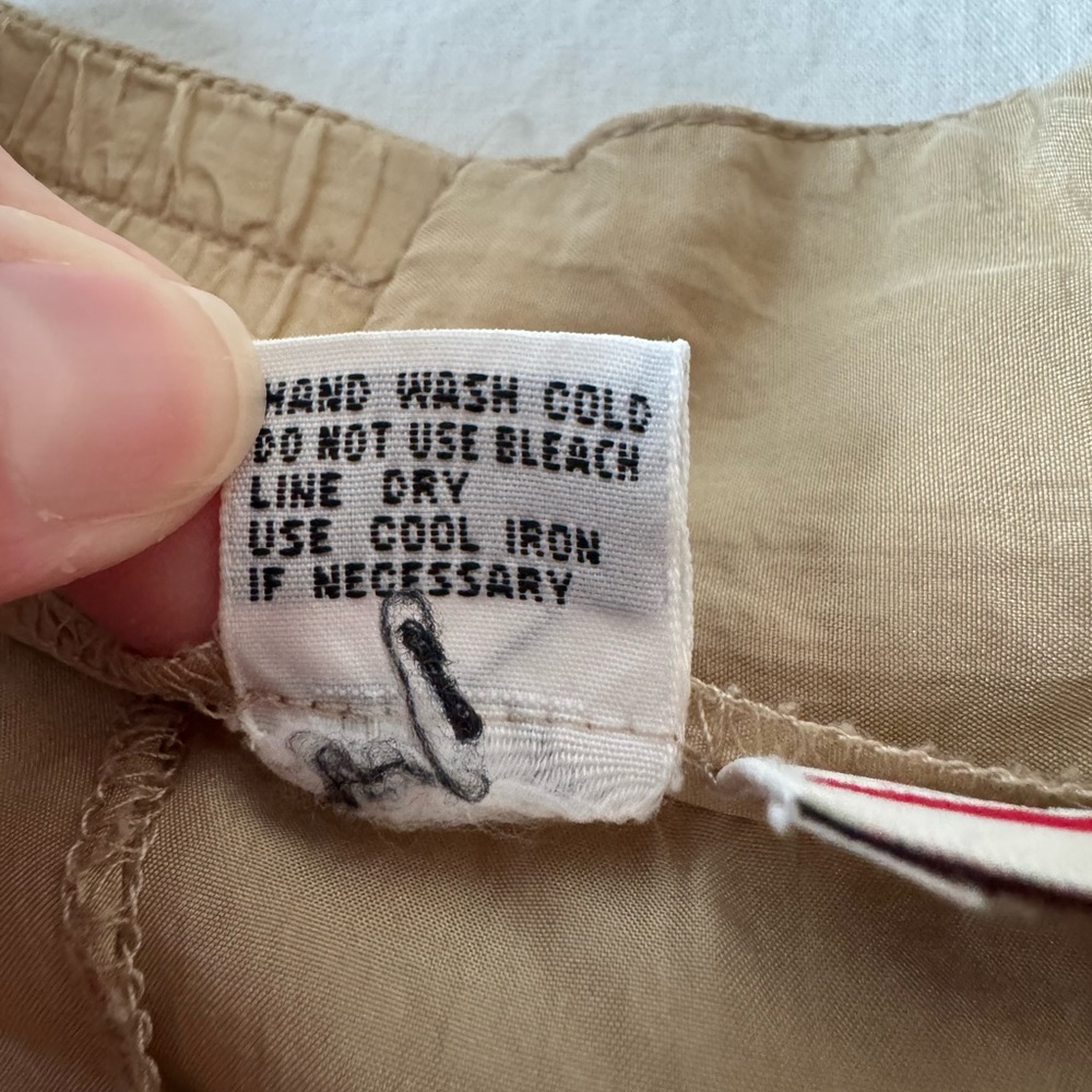 Vintage Silk Chaus Tan A-Line Skirt with Drawstring and Pleats - Picture 3 of 11